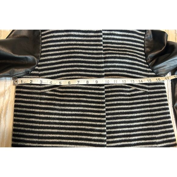 Buckley Tailors Long Jacket Wool Blend 100% Leather Women's XS Grey Black GORG! - Picture 6 of 7